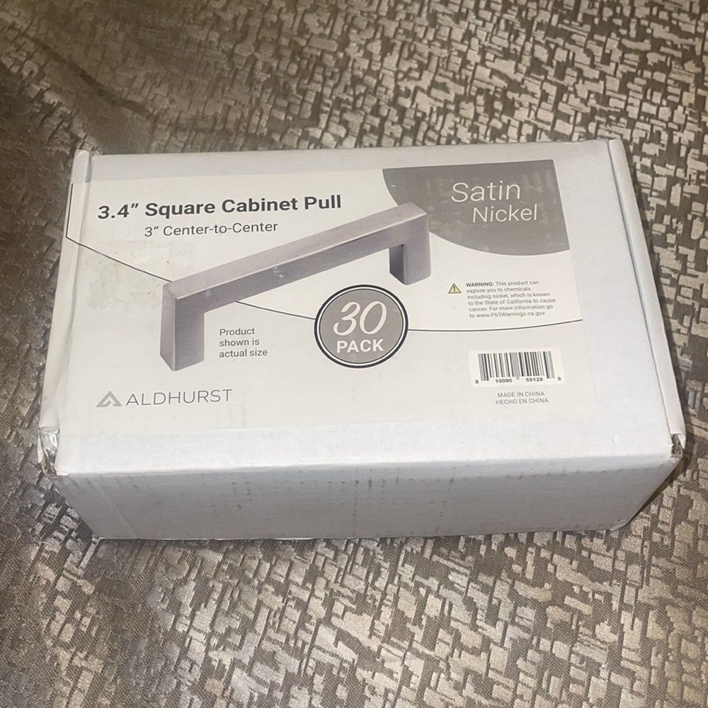 NEW IN BOX 30 3.4 Square Cabinet pull 3” Center to Center Satin Nickel - Picture 9 of 16